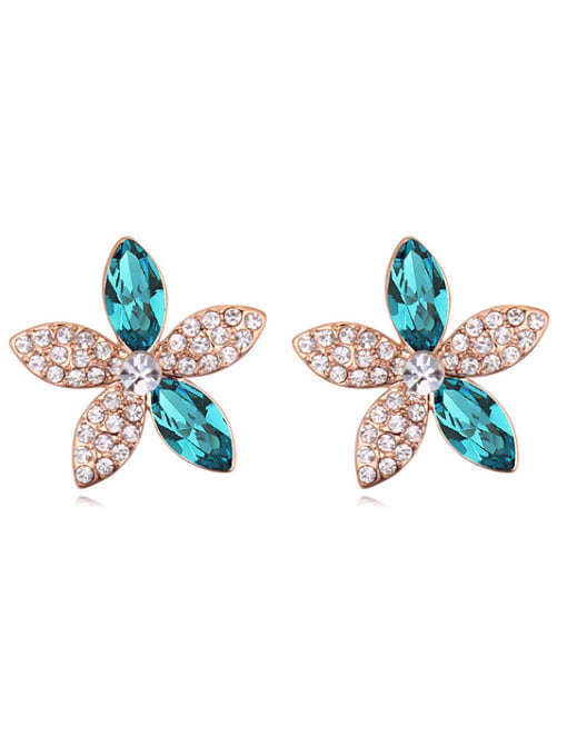 QIANZI Fashion Marquise Tiny Cubic austrian Crystals Flower Stud Earrings 0