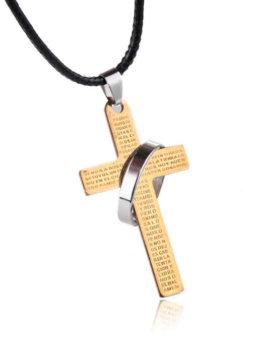 BSL Stainless Steel With Black Gun Plated Classic Cross Necklaces 3