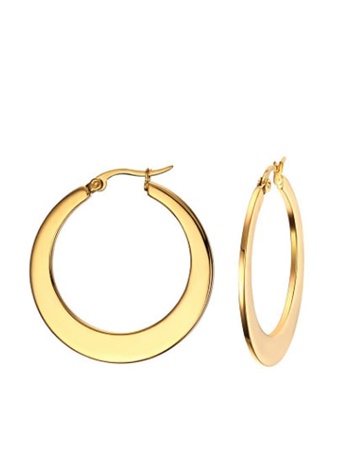 CONG Personality High Polished Gold Plated Titanium Drop Earrings 0