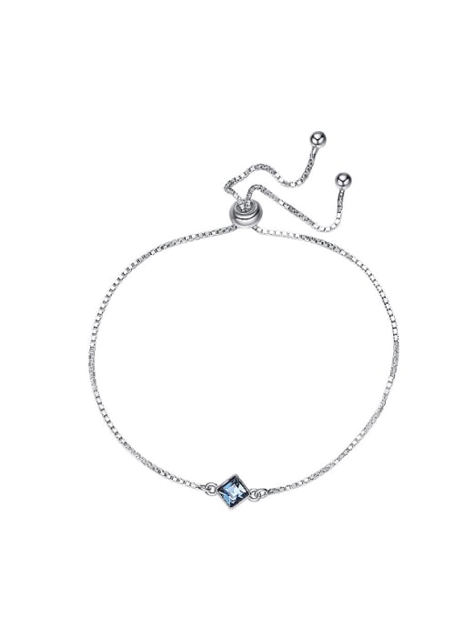 CEIDAI Simple Square austrian Crystal Silver Bracelet