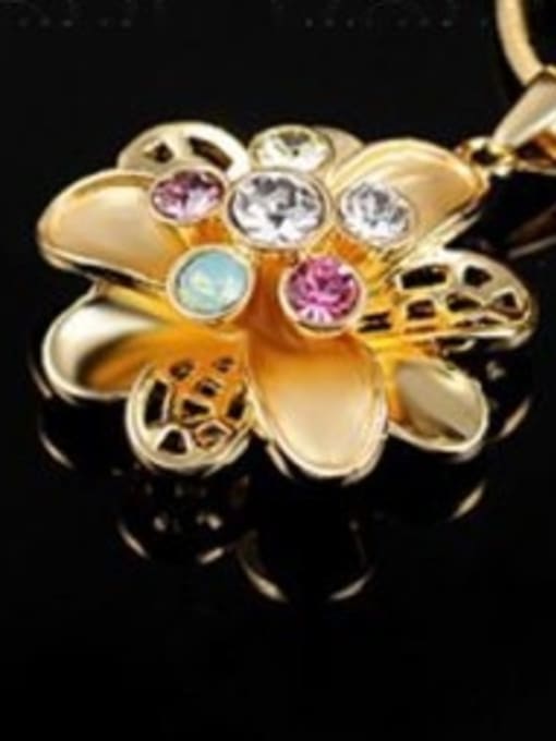 18K Gold Fashion 18K Gold Sunflower Shaped Crystal Necklace