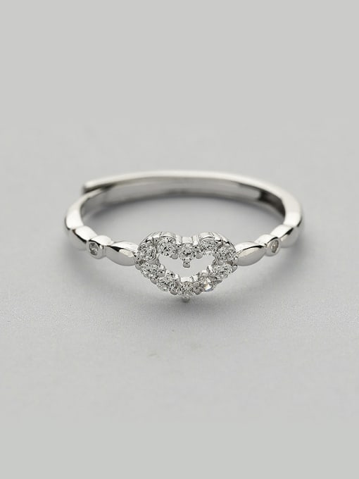 One Silver Simply Style Heart Shaped Zircon Ring 0