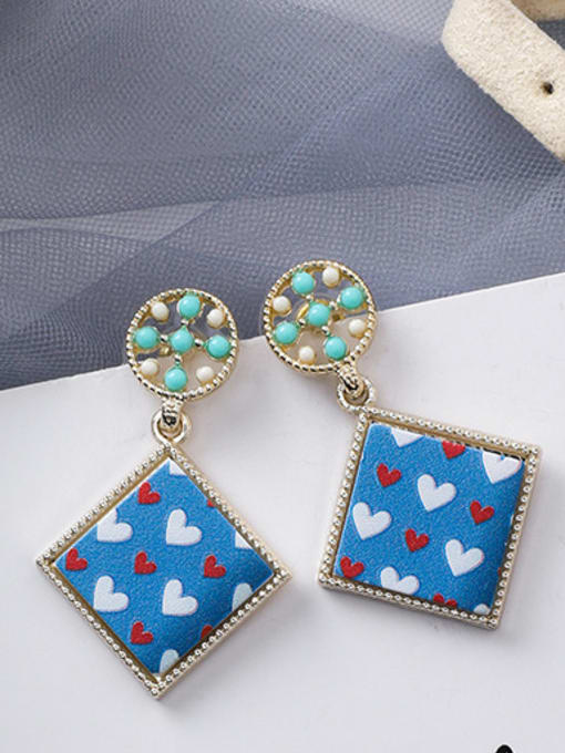 A Blue Alloy With Rose Gold Plated Simplistic Geometric Printing Drop Earrings