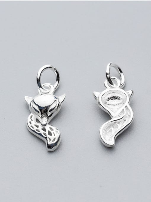 FAN 925 Sterling Silver With Silver Plated Cute fox Charms 1