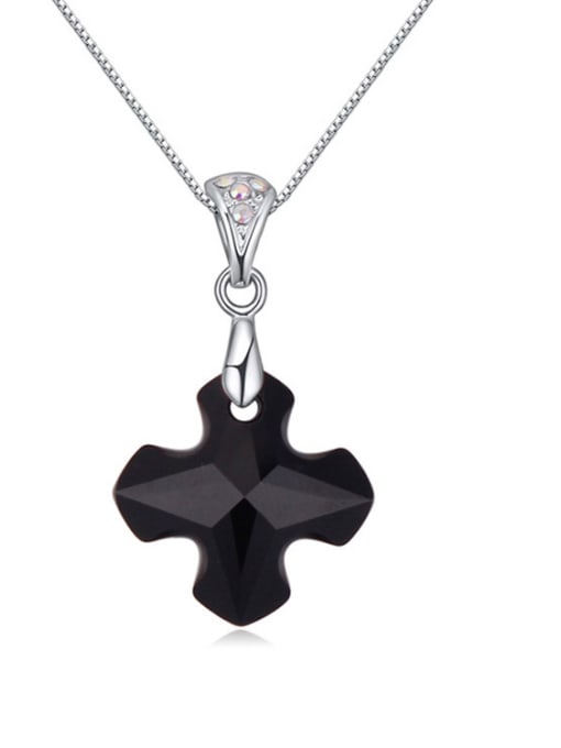 Black Simple Cross austrian Crystal Pendant Alloy Necklace
