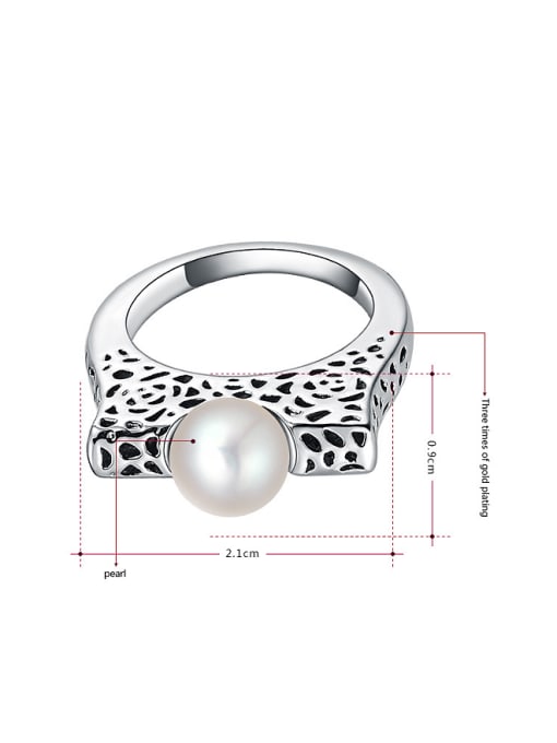 Ronaldo Creative Platinum Plated Artificial Pearl Ring 1