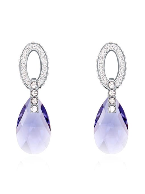 purple Simple Tiny Cubic Water Drop austrian Crystals-covered Alloy Stud Earrings