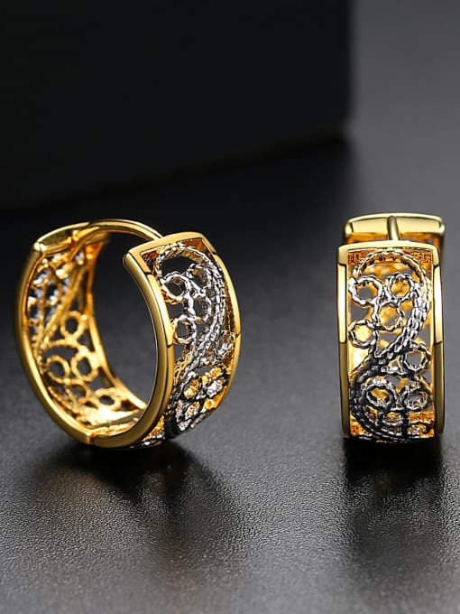 BLING SU Classic two-color plating hollow pattern earrings