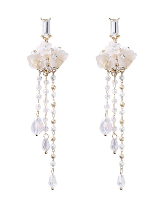 Girlhood Alloy With  Artificial Pearl  Fashion Flower Water  Drop Earrings 2
