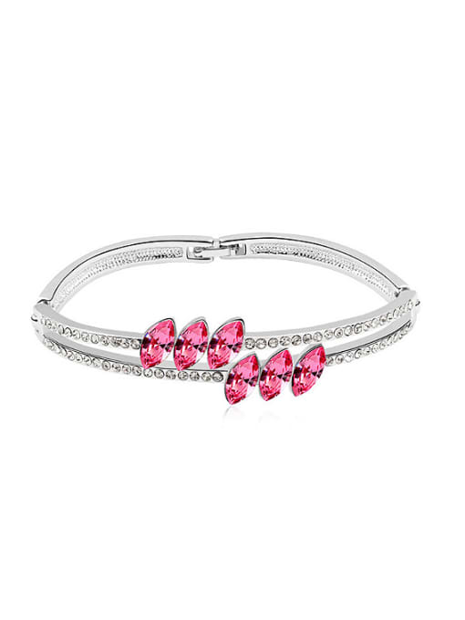 pink Simple Two-band Marquise austrian Crystals Bracelet