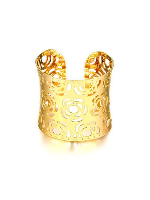 CONG Luxury Gold Plated Hollow Flower Shaped Bangle