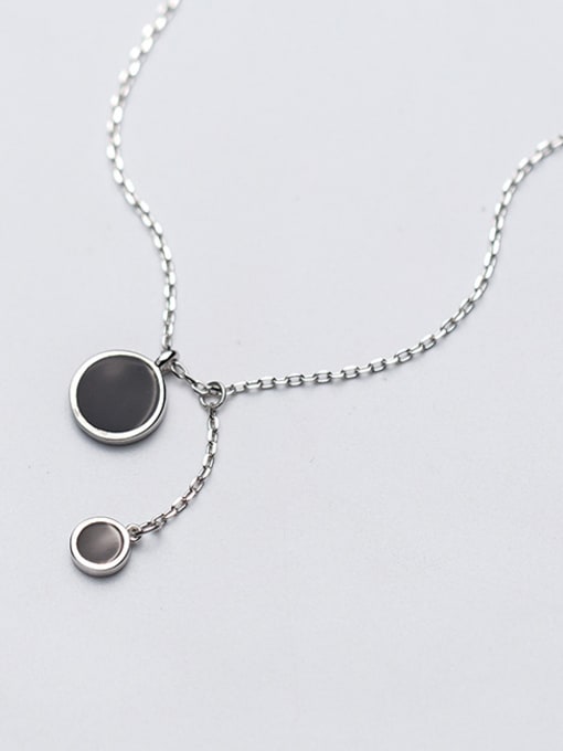 Rosh Sterling Silver Black drop oil round circular pendant necklace 0