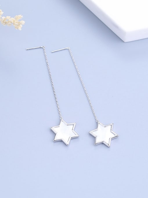One Silver Elegant Star Shaped Shell Line Earrings 0