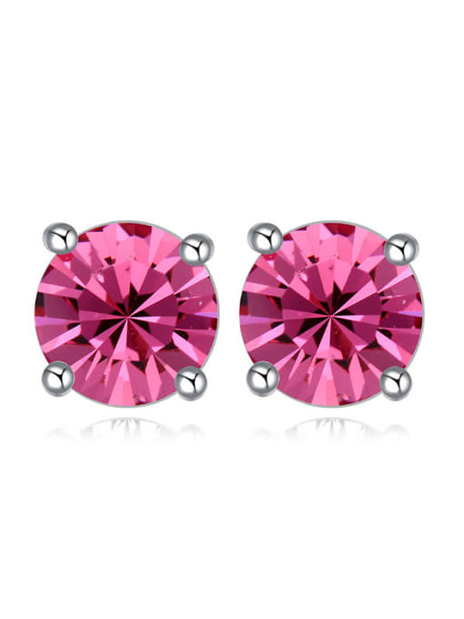 pink Simple Cubic austrian Crystals Alloy Stud Earrings