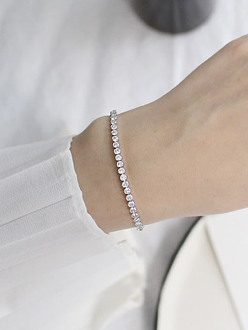 DAKA Fashion Cubic Zircon-studded Beads Silver Adjustable Bracelet 1