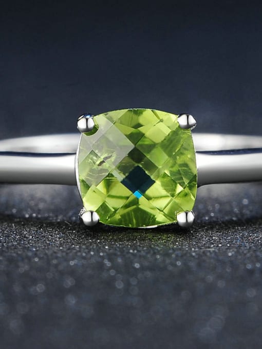 ZK Natural Square Olivine Wedding Accessories Ring 2