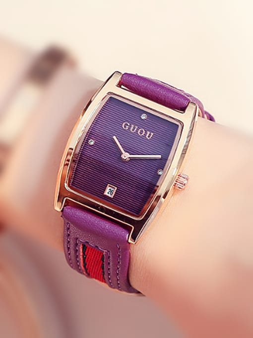 purple 1 2018 GUOU Brand Simple Square Numberless Watch