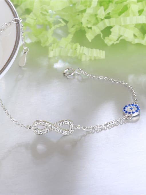 Platinum Elegant Number Eight Shaped Blue Zircon Bracelet