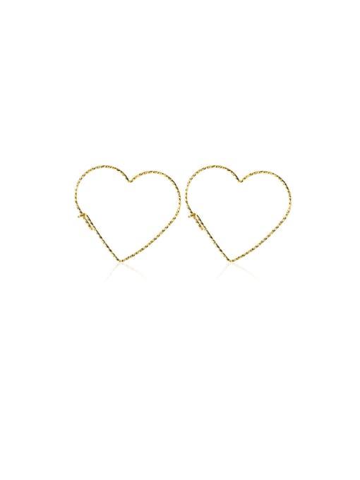 Rosh 925 Sterling Silver With Gold Plated Simplistic  Hollow Heart Hoop Earrings 0