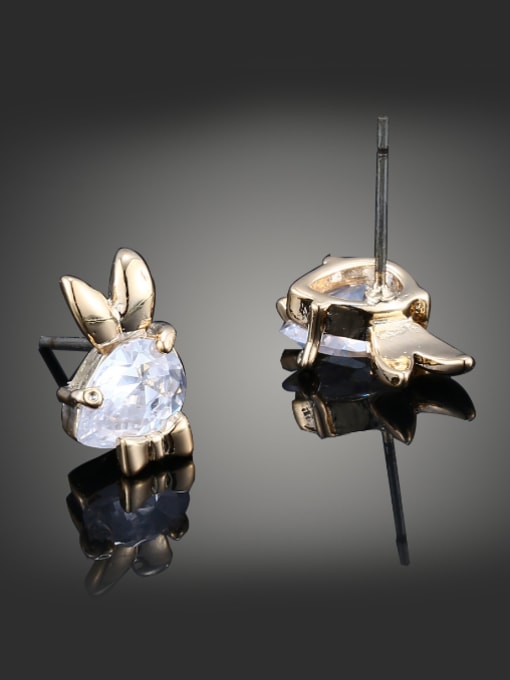 Wei Jia Simple Zircon-studded Bunny Copper Stud Earrings 1