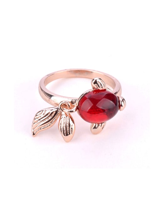 red Personalized Little Golden Fish Oval Stone Copper Ring