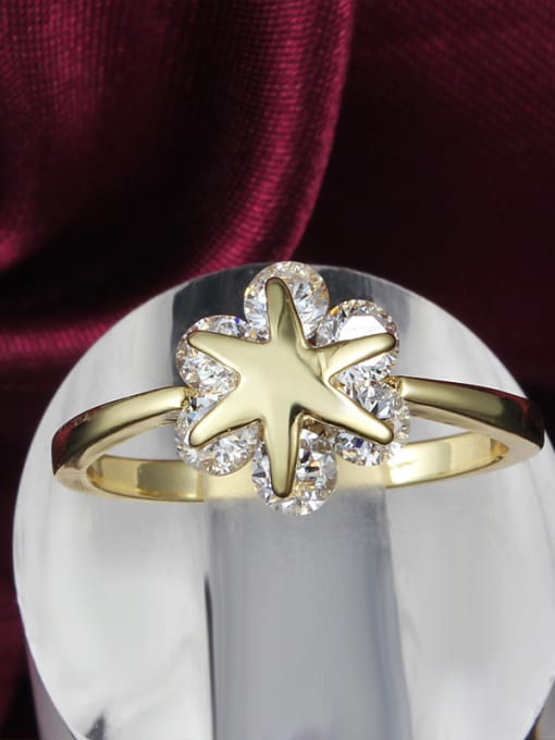 SANTIAGO Exquisite 18K Gold Plated Star Shaped Zircon Ring 1