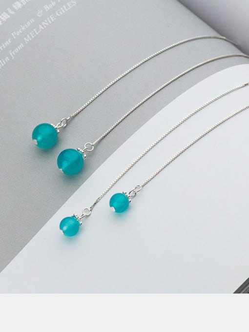 Rosh S925 Simple blue sky stone line earring 4