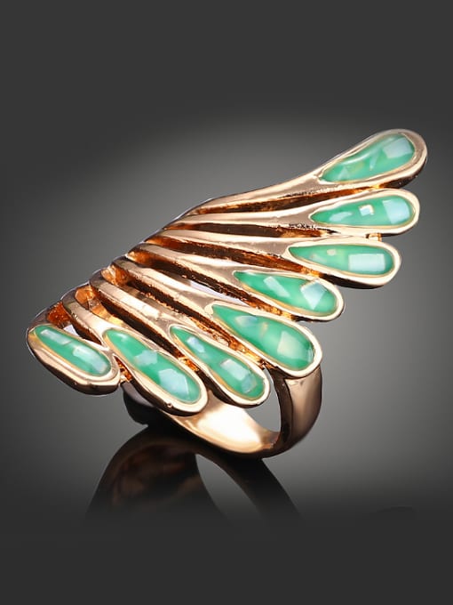 Wei Jia Personalized Green Shell Feather Gold Plated Alloy Ring 0