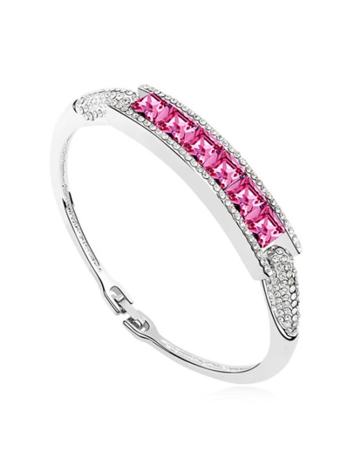 hot pink Simple Square austrian Crystals-accented Alloy Bangle