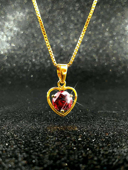 Red Gold Plated Heart Shaped Zircon Necklace