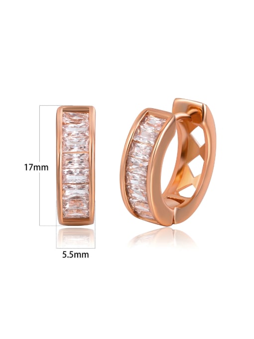 Rose Gold European and American Metal-Fashion Square zircons studs earring