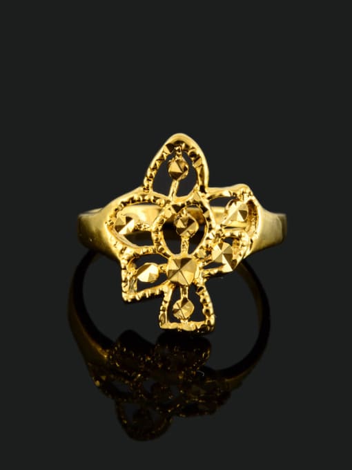 Yi Heng Da Exquisite Hollow Flower Shaped 24K Gold Plated Copper Ring 1