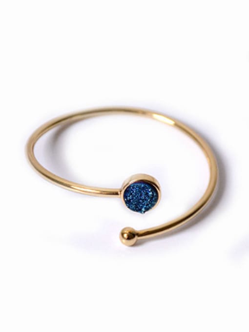 Blue Simple Round Natural Crystal Opening Bangle