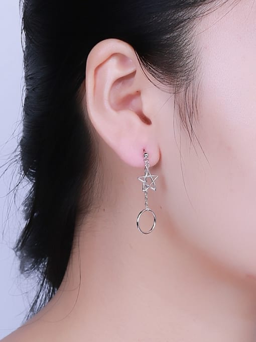 CEIDAI Simple Hollow Round Star 925 Silver Stud Earrings 1