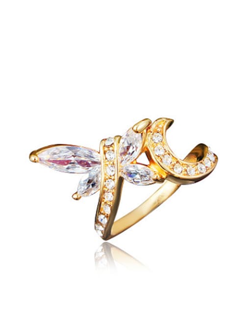 SANTIAGO Exquisite Dragonfly Shaped 4A Zircon Women Ring