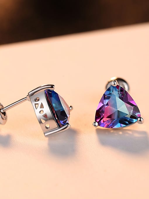 CCUI Sterling silver Rainbow semi-precious stones Triangle earring 2