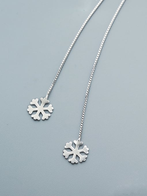 One Silver Women Exquisite Snowflake Line Earrings 0