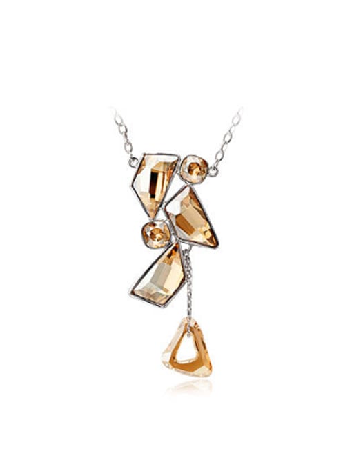 Champagne Fashion Geometrical Austria Crystals Necklace