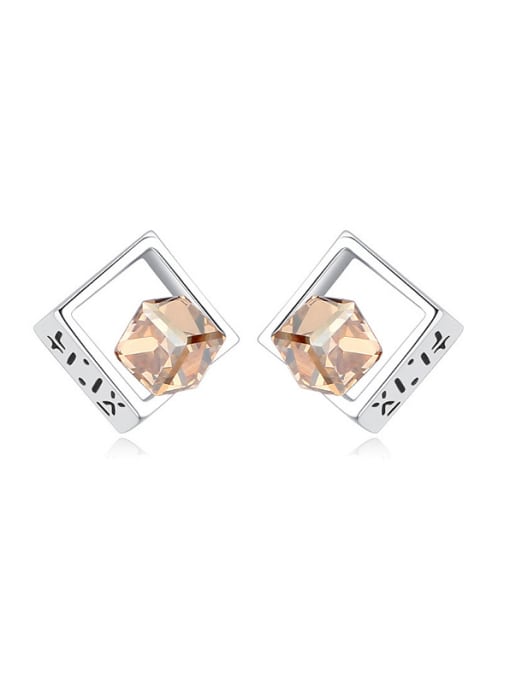 yellow Fashion austrian Crystals Hollow Cube Alloy Stud Earrings