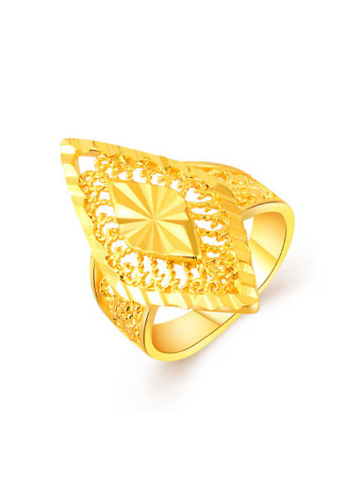 Yi Heng Da Personality Diamond Shaped 24K Gold Plated Ring 0
