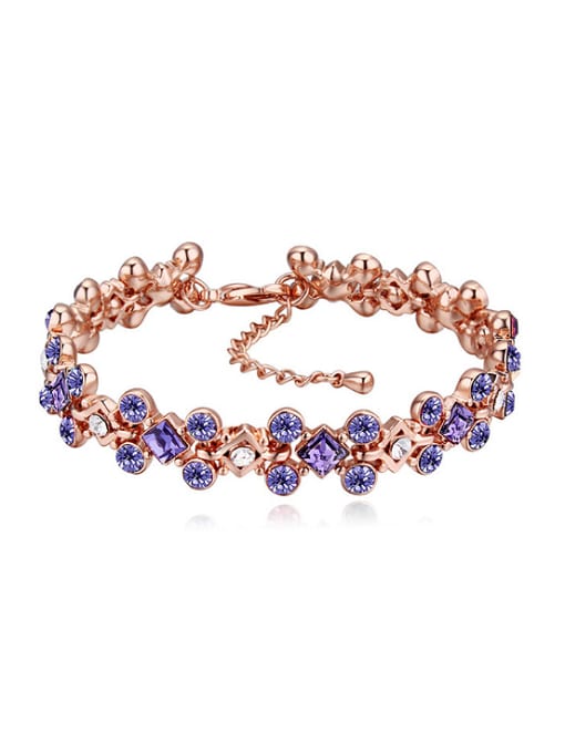 purple Exquisite Shiny austrian Crystals Rose Gold Plated Bracelet