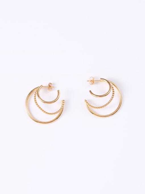 GROSE Titanium With Gold Plated Simplistic Round Hoop Earrings 0