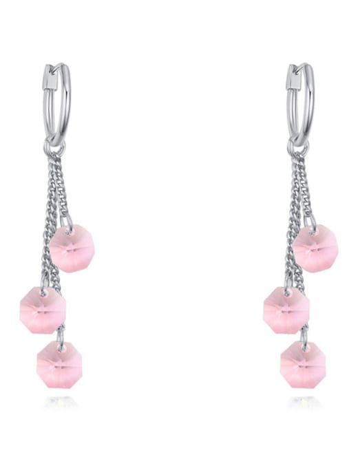 pink Simple Little Round austrian Crystals Alloy Earrings