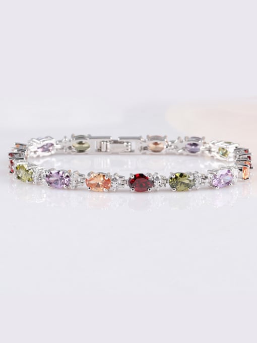 Qing Xing High-quality Zircon Inlay High-quality Genuine Gold Color Colorful Bracelet 0