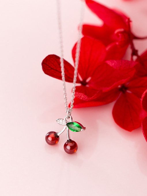 Rosh 925 Sterling Silver With Platinum Plated Cute Cherry Necklaces 2