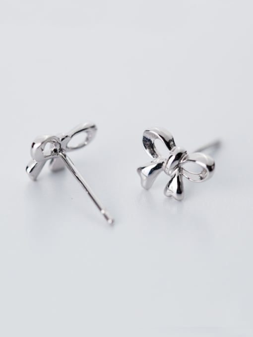 Rosh Temperament Bowknot Shaped S925 Silver Stud Earrings 0