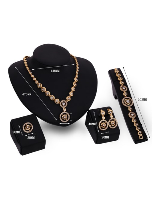 BESTIE Alloy Imitation-gold Plated Vintage style Rhinestones Round-shaped Four Pieces Jewelry Set 2