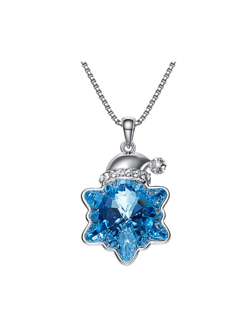 Blue Simple Christmas Hat austrian Crystal Necklace