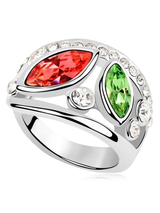 double color Exaggerated Marquise Cubic austrian Crystals Alloy Ring