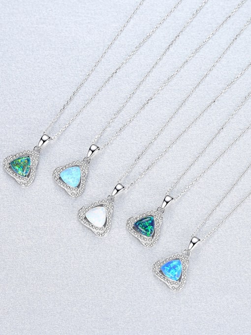 CCUI 925 Sterling Silver With White Gold Plated Simplistic Triangle Necklaces 2